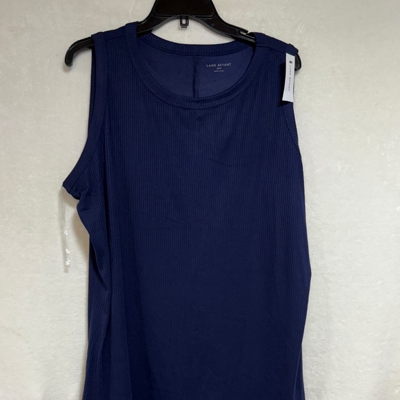 Lane Bryant Ribbed Tank Top Size 26/28 Navy Tunic Basic Minimal Layer Flowy NEW - Picture 3 of 10